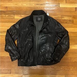 Men's Black Leather Jacket Sals Fifth Avenue Size Large